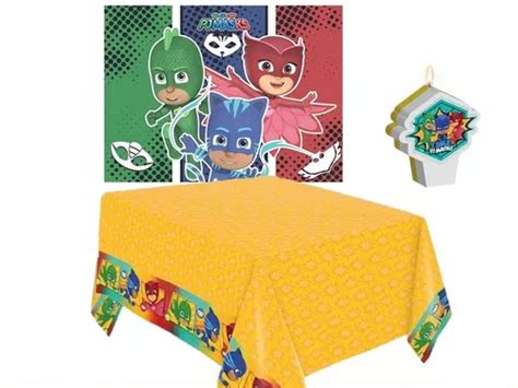 Kit Decoração Festa Pj Masks Painel Vela Toalha De Mesa Frete grátis