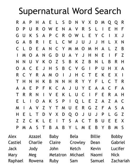 Supernatural Word Search Wordmint