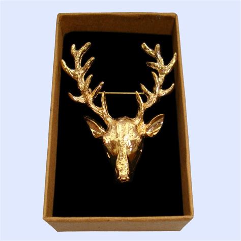 Stag Gold Brooch Lapel Pin Bassin And Brown Bassin And Brown