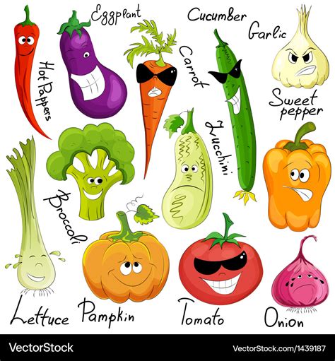 Funny Vegetable Cartoon Isolated Royalty Free Vector Image