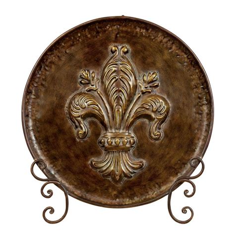 Reviews For Litton Lane Brown Metal Embossed Detail Fleur De Lis