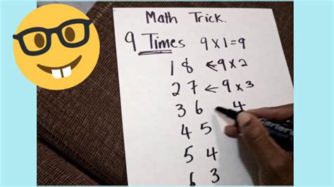 Math Trick 9 Times How To Quickly Memorize Your 9 Multiplications Multiples Of 9 Youtube