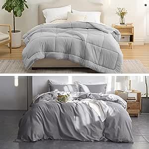 Amazon Bedsure Duvet Insert King Comforter Light Grey With Corner