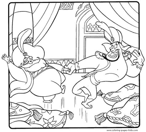 The Genie And The Sultan Coloring Sheet Aladin Coloring Page Disney