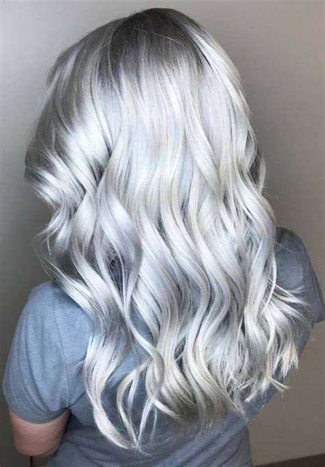 Silver Gray Hair Colors And Highlights In 2018 Grey Hair Color Silver Platinum Blonde Hair