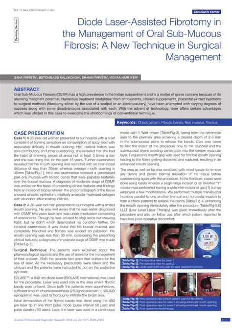 PDF Diode Laser Assisted Fiberotomy For Oral Sub Mucous Fibrosis