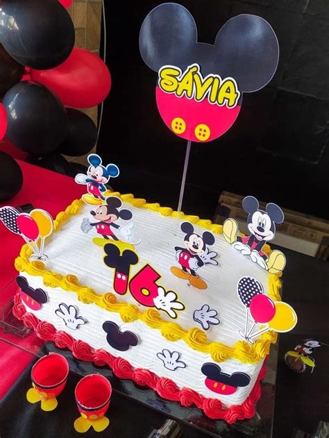 Bolo Mickey Quadrado - Bolo Mickey Mouse | Bolo mickey, Bolo do mickey quadrado, Bolo do ...