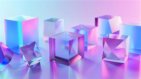 Premium Photo 3d Rendering Of A Group Of Glass Cubes Of Different Sizes And Colors With