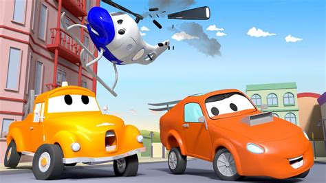 Tow Truck For Kids The Helicopter Tom The Tow Truck In Car City