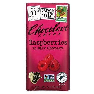 Chocolove Raspberries In Dark Chocolate 55 Cocoa 3 1 Oz 88 G