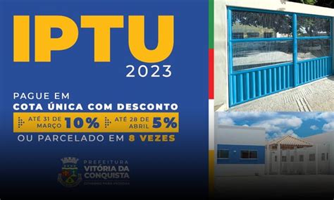 Conquista Cota única do IPTU pode ser paga 10 de desconto até o