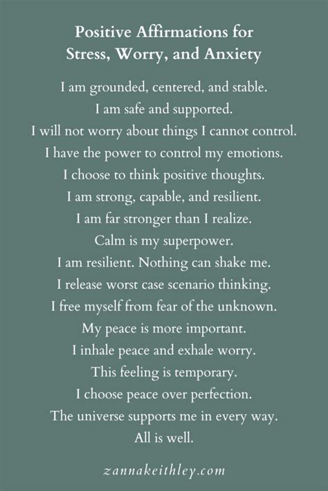 Self Affirmations For Anxiety