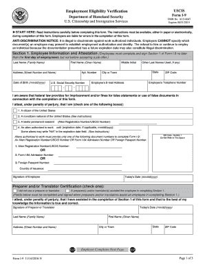 Fillable Online USCIS Form I 9 U S Citizenship And Immigration