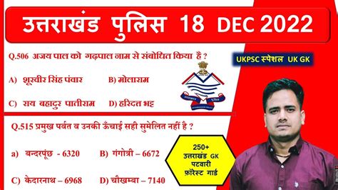 टप UK POLICE GK परशन 250 स जयद फकट Ukpsc forest guard