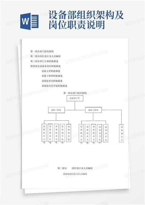 设备部组织架构及岗位职责说明 Word模板下载编号lzwnrjpj熊猫办公