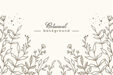 Rustic floral background with hand drawn leaves and flower border on ...