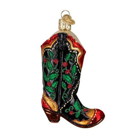 Holly Berry Cowboy Boot Ornament In 2022 Christmas Boots Old World