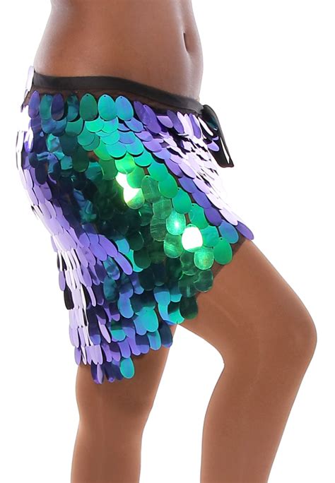 Hip Wrap With Paillettes In Iridescent Green Blue At Bellydance