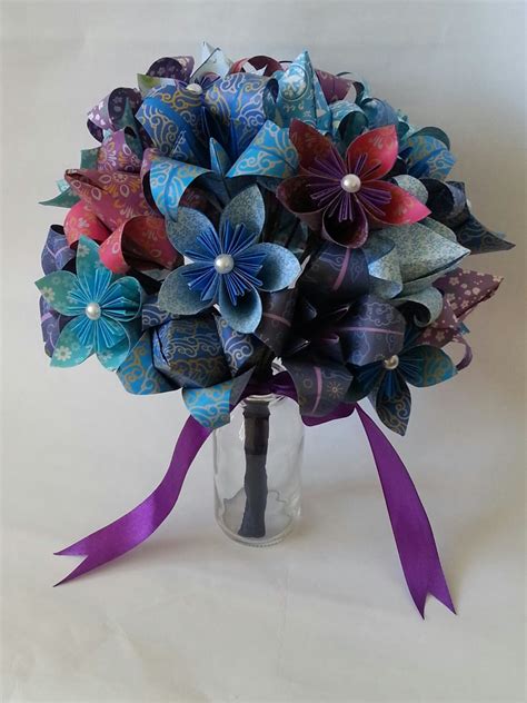 Paper Flower Origami Wedding Bouquet Beach Ocean Theme Lilies Etsy