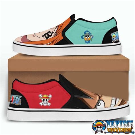 Nami And Luffy Slip On Shoes One Piece Custom Shoes One Piece