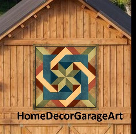 Barn Quilt Sign Box In Box Earth Tone Colors Powder Coated Metal 6