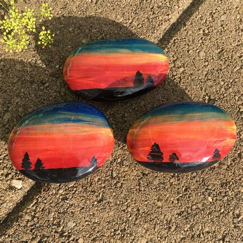 Sunset Painted Rocks Painting Rock