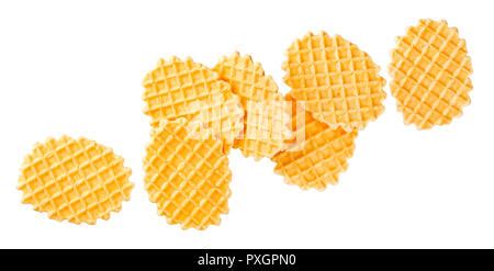 Collection Of Belgian Waffles Isolated On White Background Stock Photo