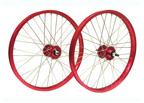 Old School Bmx Front And Rear Araya Type Wheel Set 24 Red By Old