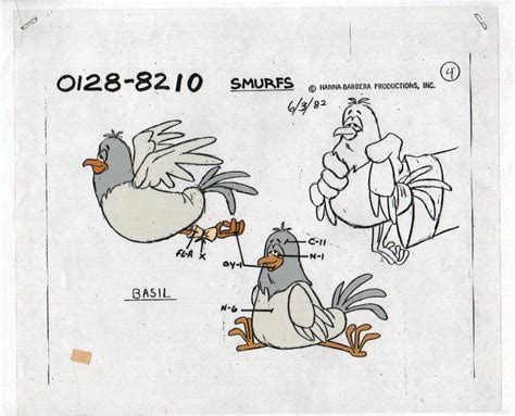 Smurfs Model Sheet Production Art Hand Painted Cel Animation Hanna