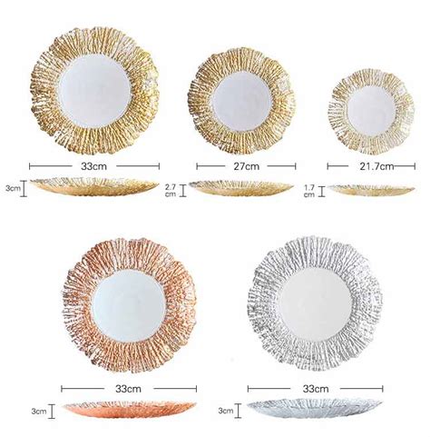 Wholesale Custom Rose Gold Table Decorative Reef Glass Charger Plates Manufacturers Suppliers