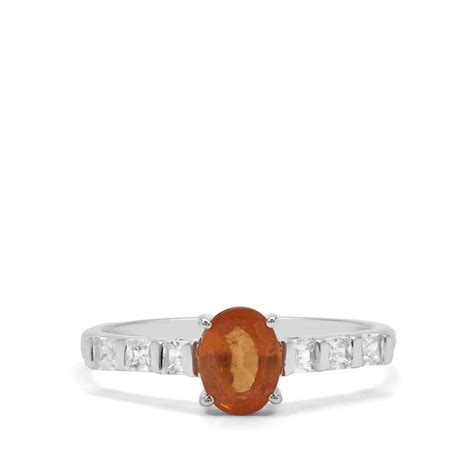 Mandarin Garnet White Zircon Sterling Silver Ring Atgw Cts Gemporia