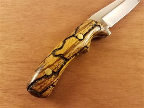 Hunting Knife With Zebrawood Handles And Lichtenberg Wood Burn