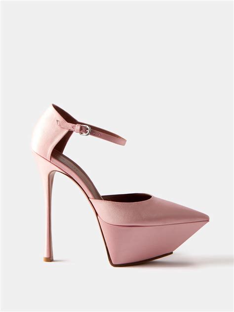 Amina Muaddi Angelica Plateau 150 Satin Platform Pumps In Pink Lyst