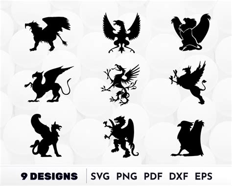 Griffin SVG, Gryphon Silhouette SVG, Mythical Animal Gryphon, Lion SVG ...