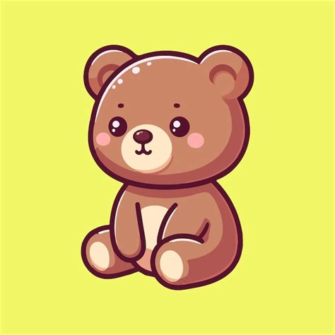 Vector De Desenho Animado De Urso Bonito Sentado Vetor Premium