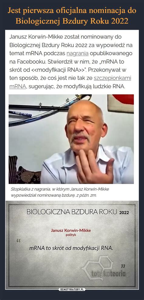 Jest Pierwsza Oficjalna Nominacja Do Biologicznej Bzdury Roku