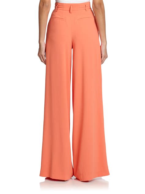 Alice Olivia High Waisted Wide Leg Pants In Coral Pink Lyst