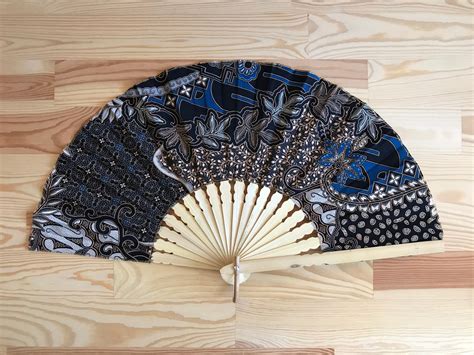 Batik Hand Fan Big Size Flower Multicolor Home Decor Etsy