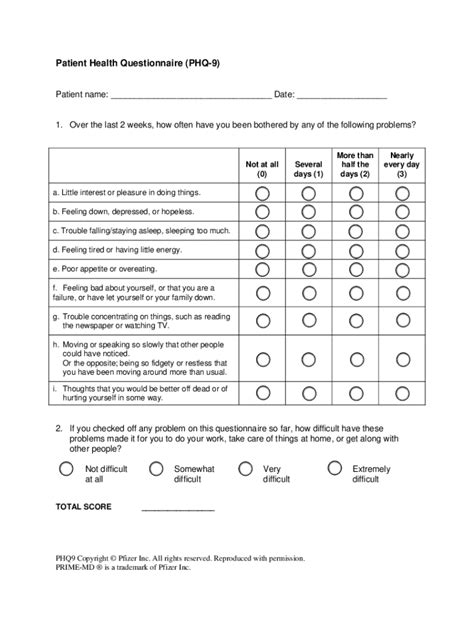 Fillable Online Patient Health Questionaire And General Anxiety