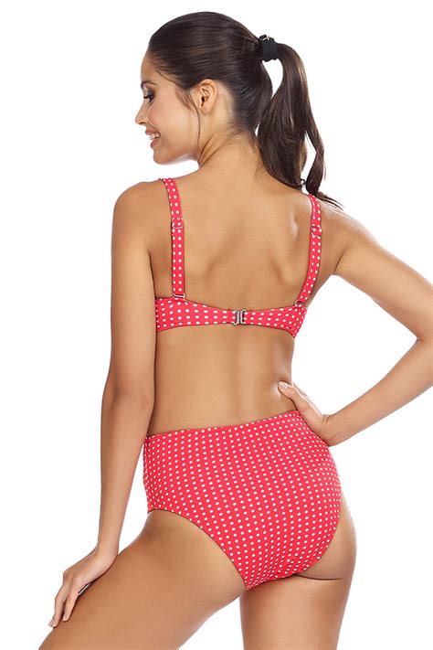 Lorin Bikini Set Dame Bademode Regulierbar Hoher Bund Gepunktet L Orange Orange DUmalDU