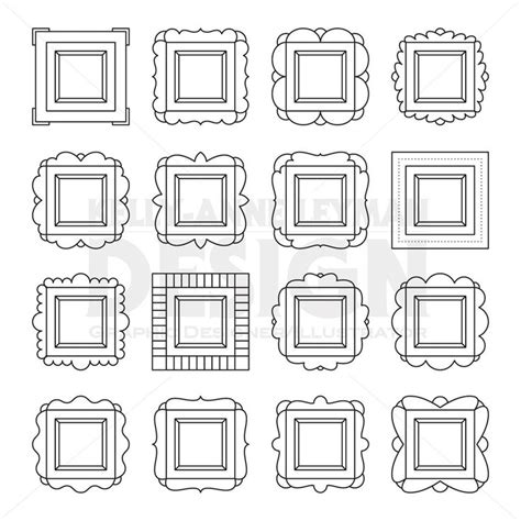 A Set Of Nine Square Frames With Different Shapes And Sizes All In