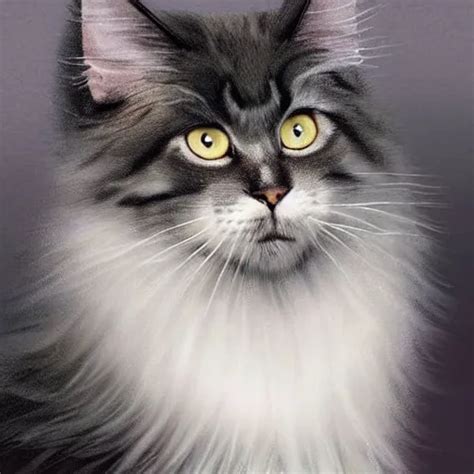 A Big Magnificent Dark Gray Maine Coon Mix Cat With Stable Diffusion