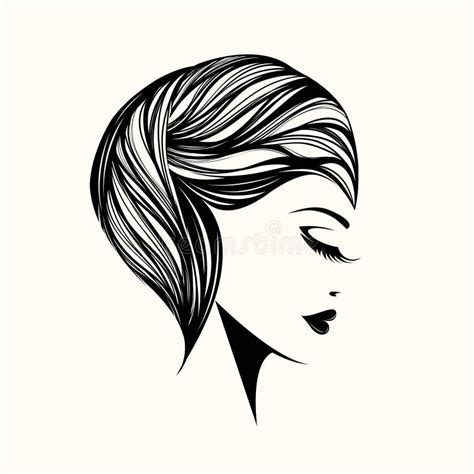 Belle Femme Logo Maquillage Courte Coupe Moderne Illustration De