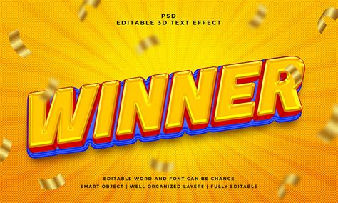 Winner 3d editable psd text effect by Md Nazir Hossain on Dribbble