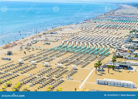 Aerial View Of Rimini Beach In Italy Stock Image Image Of Parasol