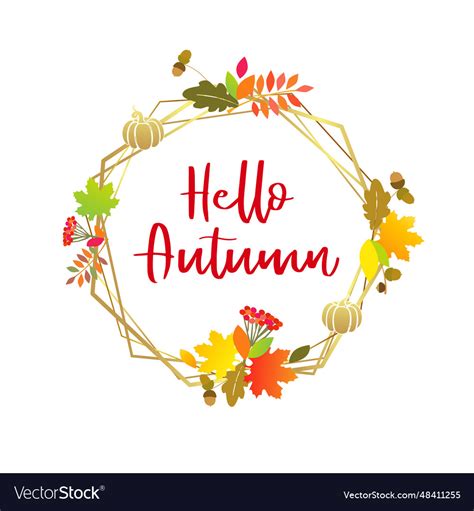 Hello autumn golden wreath Royalty Free Vector Image