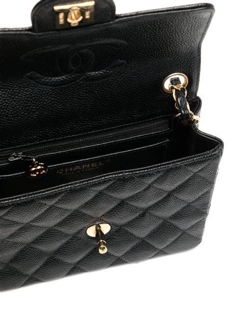 Chanel Pre Owned Mini Classic Flap Shoulder Bag Black Farfetch