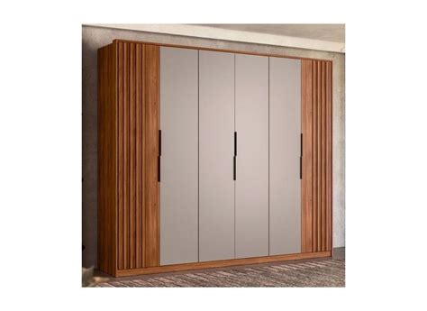 Guarda Roupa Casal Atrice Portas Gavetas Nogueira Touch Nude Prime