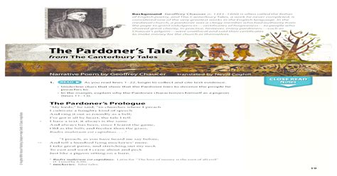 The Pardoners Tale Geoffrey Chaucer The Pardoners Tale From The