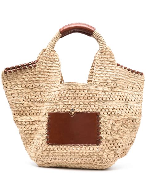 Ba Sh Ara Raffia Tote Bag In Nude ModeSens
